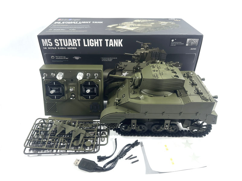 Coolbank 1/16 スチュアートM5A1 2.4GHz（プラギアボックス・プラキャタピラ・プラスプロケ・アイドラーホイール・砲身発光リコイル・サウンド）