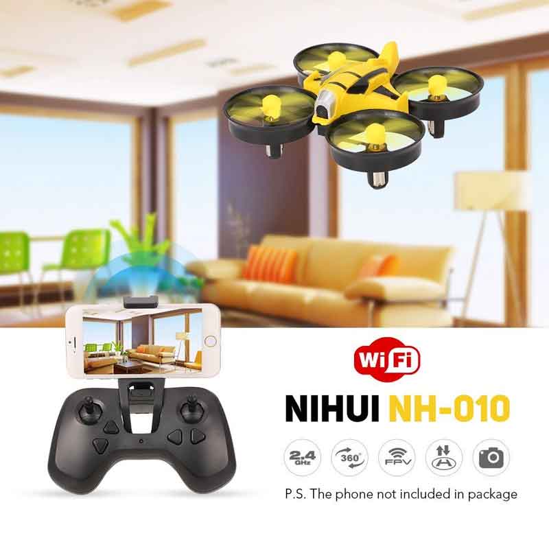 NIHUI/ニフイ　 NH-010 Wifi FPV 2.4G 4CH 6軸ジャイロ0.3MPカメラRCドローンアンチクラッシュ超小型ドローン！(3.7V 200mAhリポバッテリー２個付き）