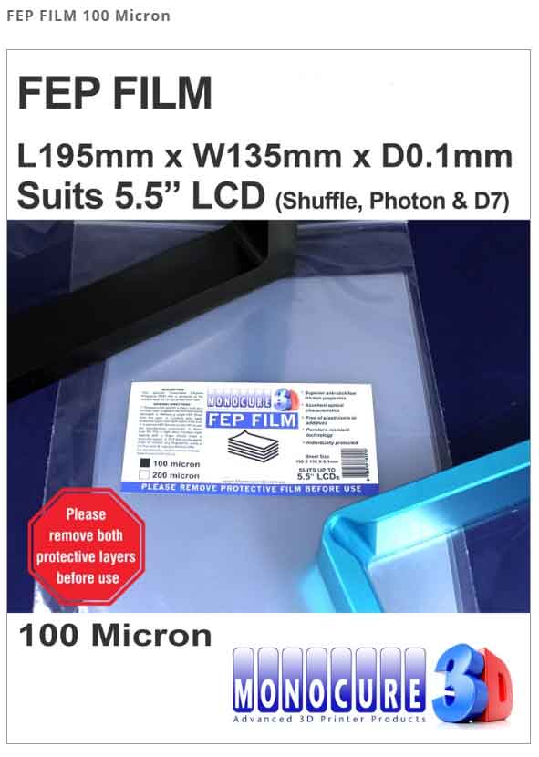 Monocure3D SLA/LCD光造形式 3Dプリンター用FEPフィルム100ミクロン　1枚（Shuffle・Photon・WanhaoD7などスペアパーツ）画像