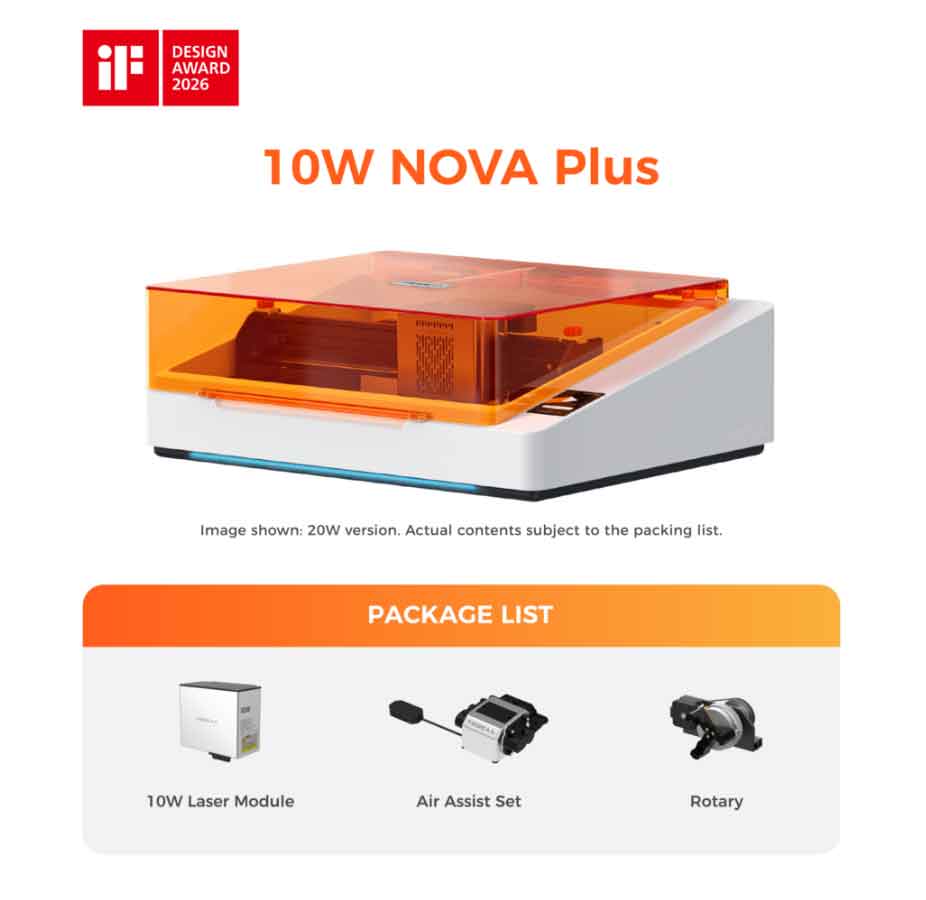 TOOCAA NOVA-10W-Plusパッケージ：AI搭載レーザー彫刻機、クラス1安全規格準拠でデスクトップでの作品制作を楽々