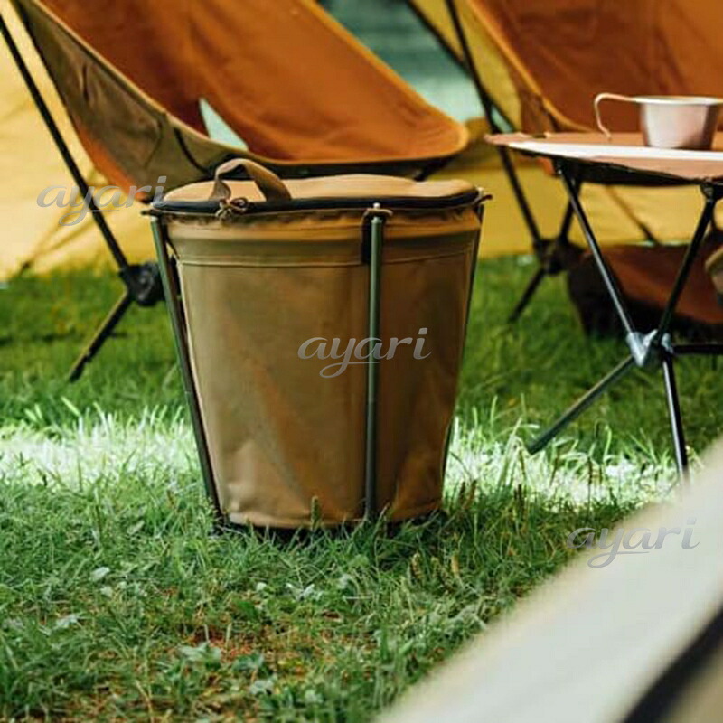 アウトドア 20L ゴミ箱 ケース 入れ物 収納 軽量 屋外 屋内 キャンプ 便利 折りたたみ おしゃれ 清潔感 かっこいい きれい 多色展開 丸型 袋留め 車 移動