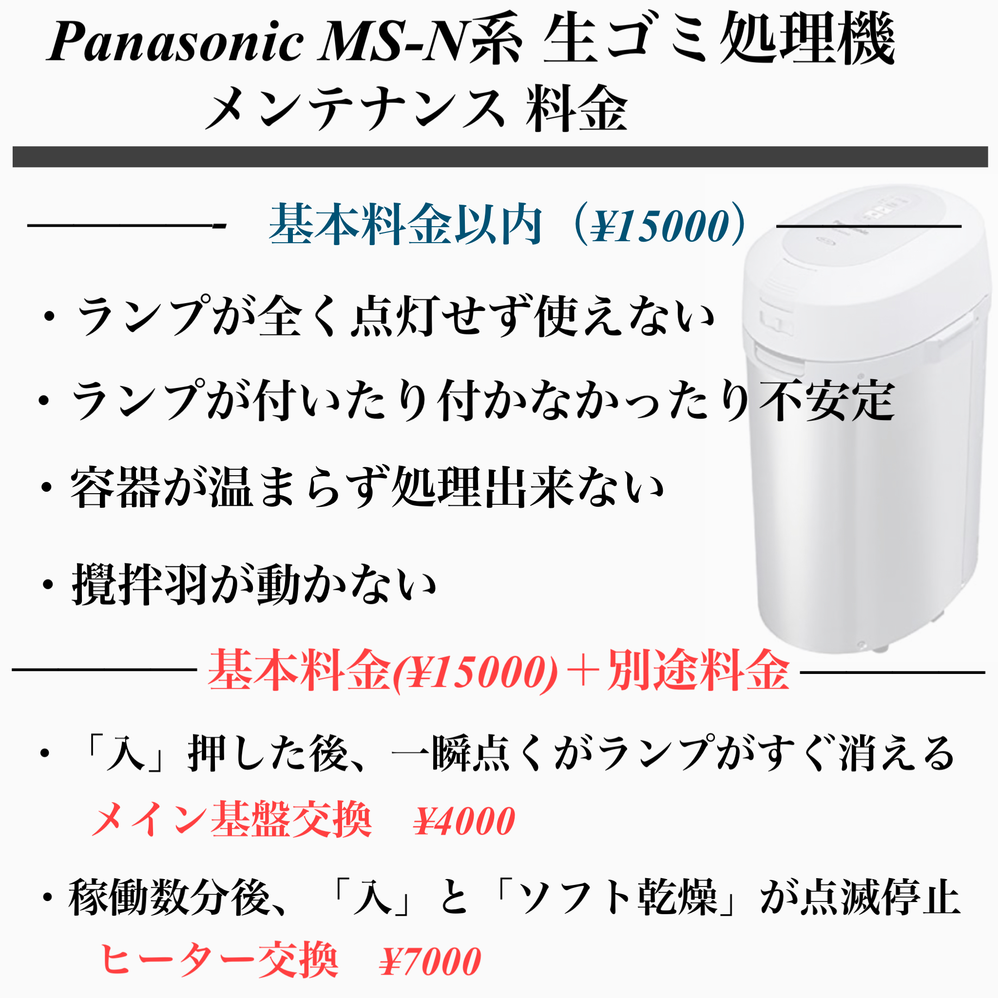 訳ありセール格安） パナソニック 生ごみ処理機 MS-N53 Panasonic 修理