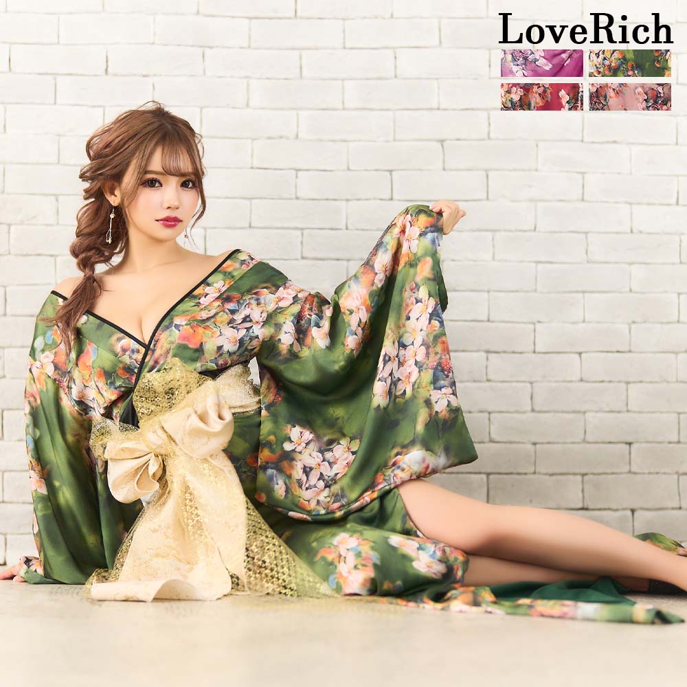 0958小花柄 スリット ロング 豪華 帯 花魁 着物 ドレス コスプレ イベント ハロウィン Sale 72 Off