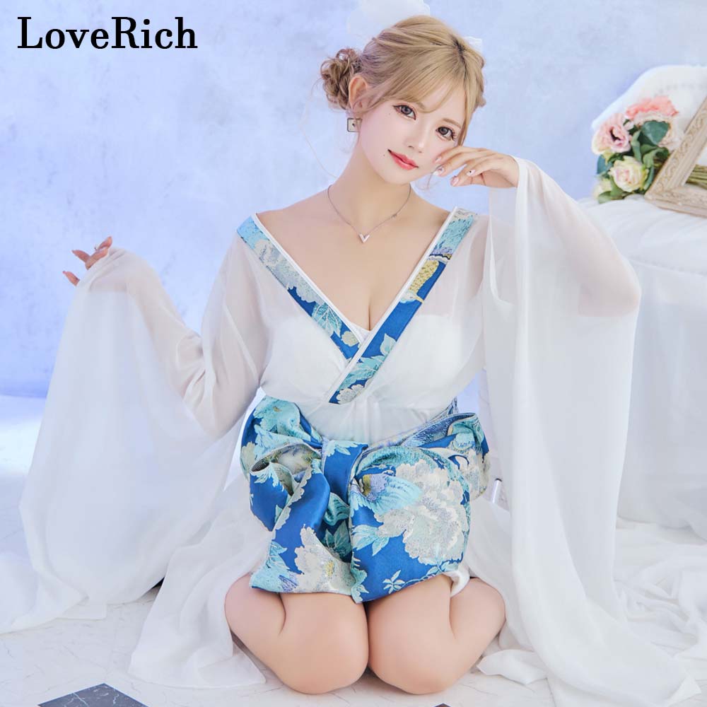 1342花柄 シフォン レース 和柄 ミニ 豪華 帯 花魁 着物 ドレス コスプレ ハロウィン キャバドレス