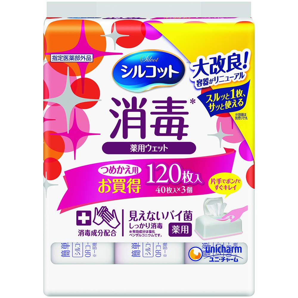ユニチャーム シルコット 消毒ウェット つめかえ用 40枚 3個 12個セット 詰め替え用 ウェットティッシュ 指定医薬部外品 セット販売 大容量 お得 バルク 購入 家庭用 コロナ対策 ウイルス対策 衛生用品 手指消毒 清潔 商品 安心 安全 高品質 信頼のブランド