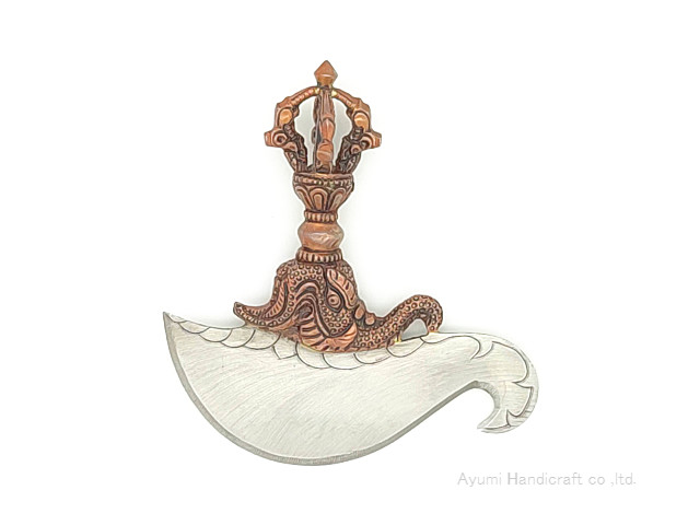 チベット密教法具カルタリ(曲刀)斧型(cl006・長さ約12cm 幅11.5cm)|歩 AYUMI HANDICRAFT
