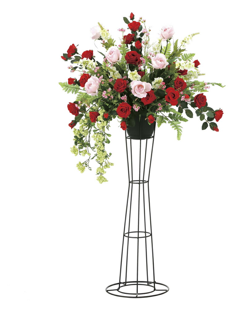 スカーレットローズスタンド 開業祝 アートフラワー アートフラワー 造花 屋内 スタンド花 造花 人工観葉植物 フロアタイプ おしゃれ ギフト 新築祝い 開店祝い 誕生日などのギフトに光触媒観葉植物はいかが 玄関やリビングのインテリアにお手入れいらず 光触媒
