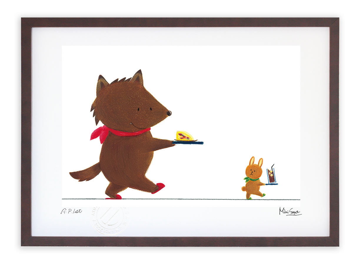 最大100%ポイントバック！限定抽選 版画 絵画 おやつタイムだよ！ MiniSaya/インテリア 額入り 風景画 ポスター アート アートパネル リビング 玄関に飾る　風水 プレゼント モダン アートフレーム 寝室 油絵 おしゃれ 壁掛け 絵