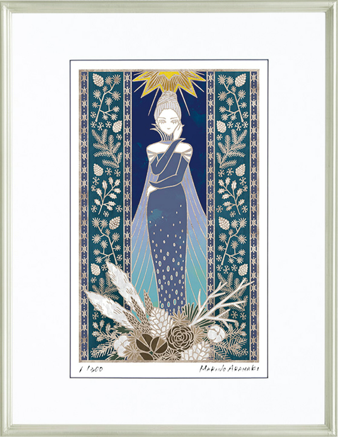 絵画 荒巻 まりの 冬の乙女（Ｃ６８１２） インテリア 壁 に飾る絵 リビング 玄関 ギフト 子ども部屋 プレゼント アート フレーム付 壁飾り 額縁付き 御祝 贈り物 おしゃれ 壁掛け｜絵画・壁飾り　風景専門店あゆわら 13,874円