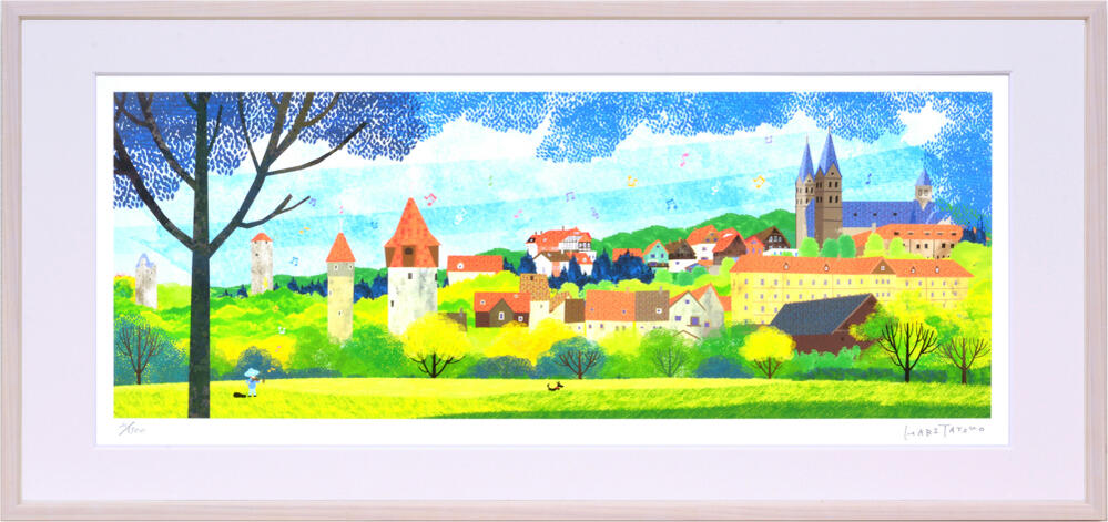最大100%ポイントバック！限定抽選 絵画 はり たつお フリッツラーの見張り塔(L)/額入り 絵画 アート リビング 玄関 トイレ インテリア かわいい 壁飾り 癒やし プレゼント ギフト アートパネル ポスター アートフレーム LLサイズ おしゃれ 壁掛け 絵