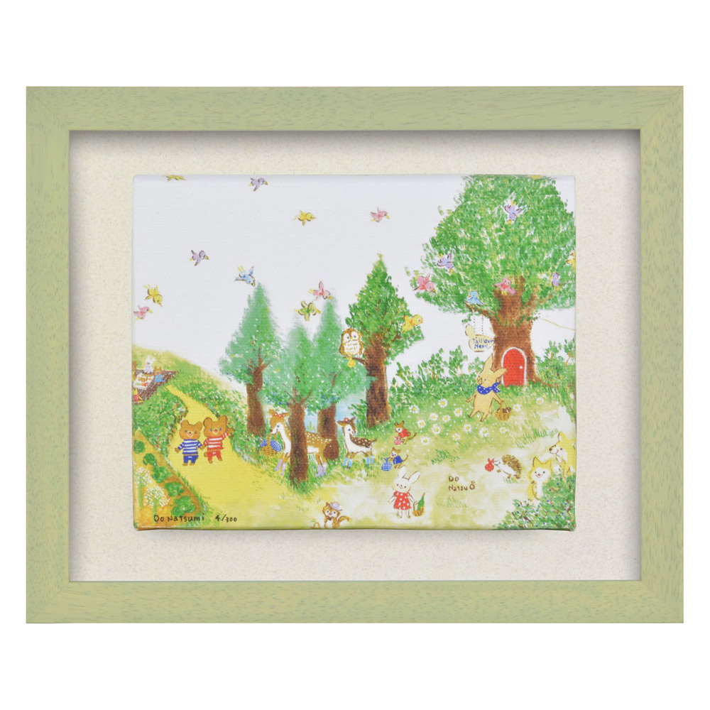 絵画インテリア 額付( 青緑＋金色の枠)油絵 F4-040314 可愛い子供 絵画 額付 ( 青緑＋金色の枠)油絵 F4-040314 可愛い子供たち 雨上り
