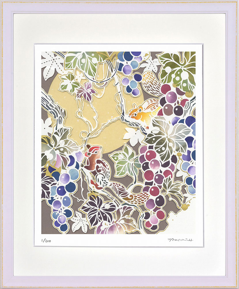 楽天市場】絵画 平石 智美 フクロウと冬待つ森(四ツ) 額付き