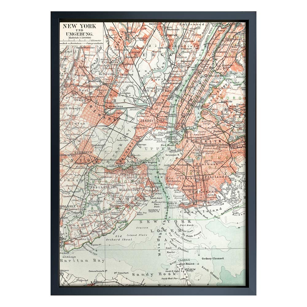 絵画 Vintage map New York インテリア 額付き ギフト ニューヨーク 地図 飾る アートフレーム プレゼント リビング キッチン 部屋 店舗 オフィス 3Lサイズ おしゃれ 壁掛け 絵