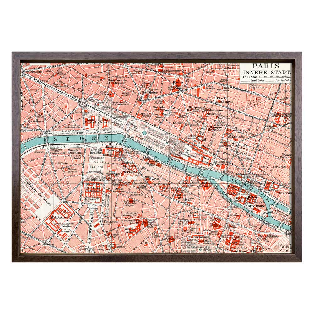 絵画 Vintage map Paris インテリア 額付き ギフト パリ 地図 飾る アートフレーム プレゼント リビング キッチン 部屋 店舗 オフィス 3Lサイズ おしゃれ 壁掛け 絵