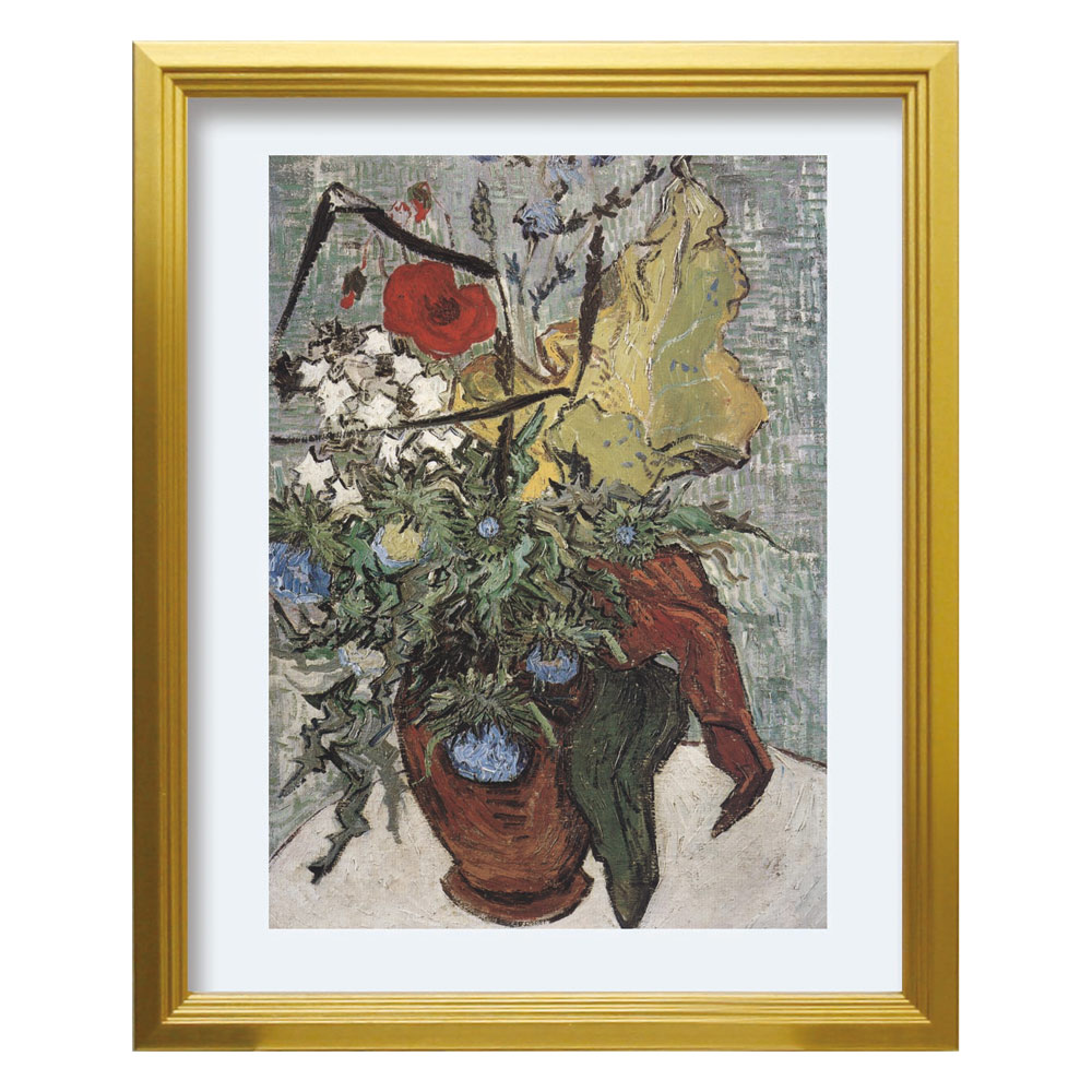 額装品/マヨリカ焼きの水差しと野の花々/ゴッホ/ポスター/アート/インテリア 額装品/静物：マヨリカ焼きの水差しと野の花々 1888/フィンセント