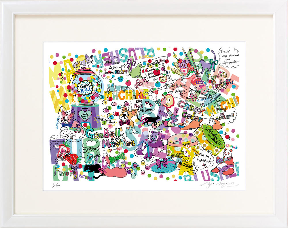 絵画 ホラグチ カヨ comic インテリア 壁 に飾る絵 リビング 玄関 ギフト 子ども部屋 かわいい 元気になる絵 プレゼント アート フレーム付 壁飾り 額縁付き 御祝 贈り物 LLサイズ おしゃれ 壁掛け 絵