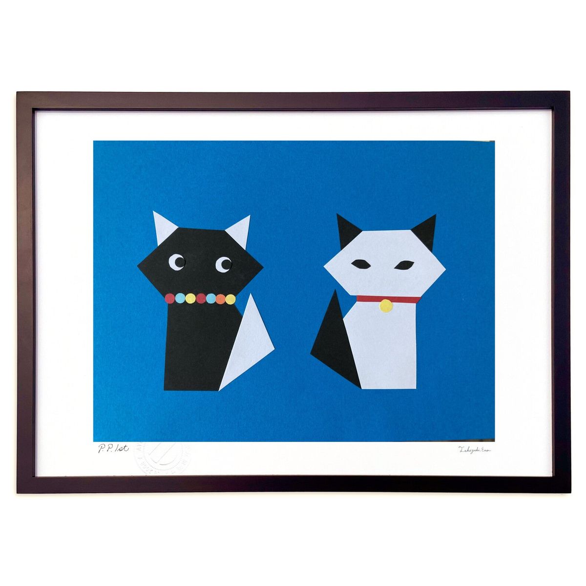 山城隆一 猫の絵 (名称不明) 額縁入り 山城隆一 猫の絵 (名称不明) 額縁入り 山城隆一 猫の絵 - 名称不明