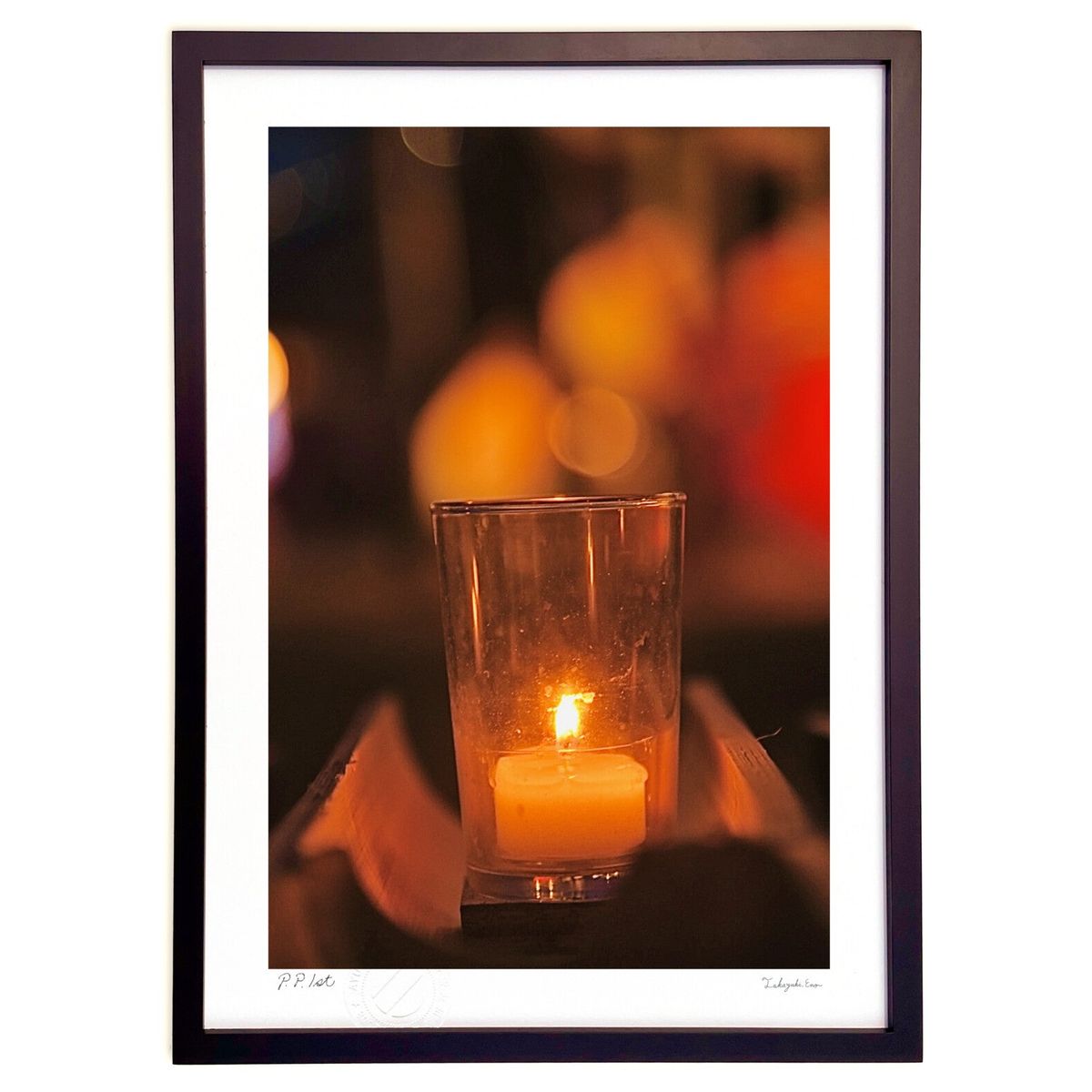 小さな額の絵 「ひとつの灯り」 蝋燭の絵 cld_a00087