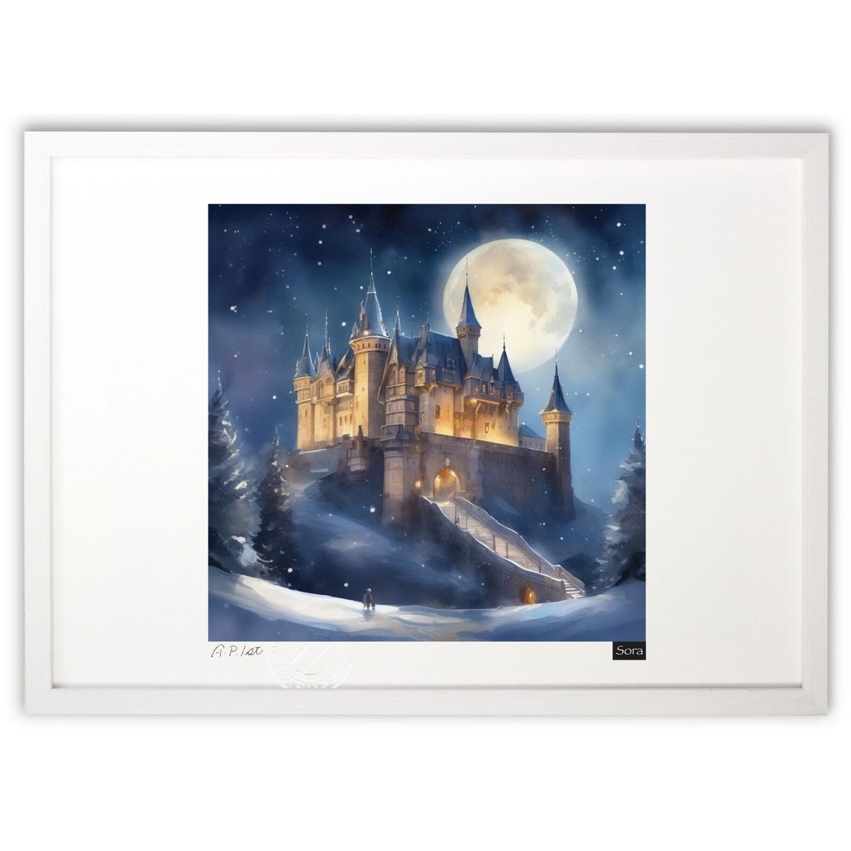 版画 夜の国 (そら)インテリア 壁掛け 額入り 風景画 ポスター アート リビング 玄関に飾る 風水 プレゼント モダン アートフレーム画像