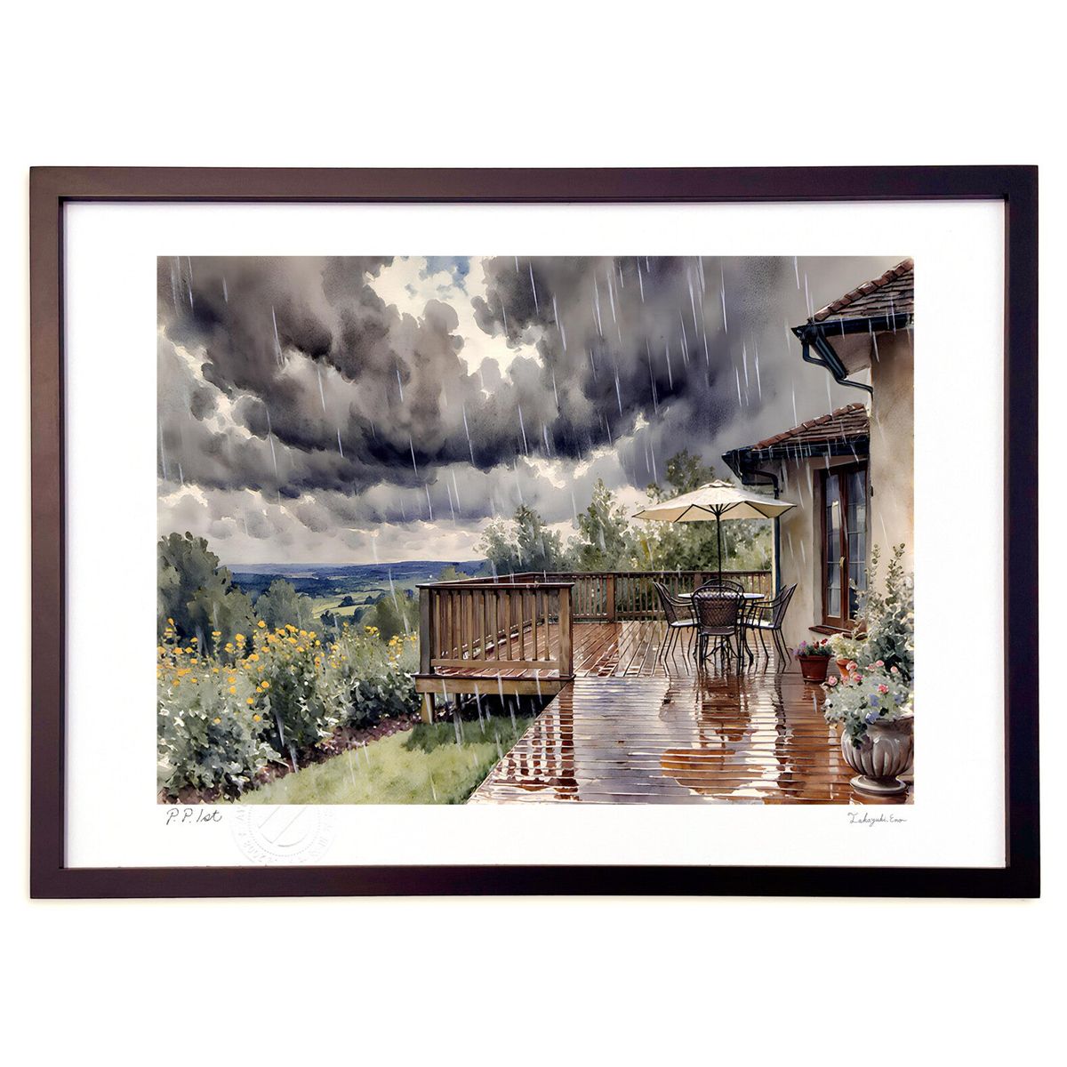 版画 夏の嵐 (feather)インテリア 壁掛け 額入り 風景画 ポスター アート リビング 玄関に飾る 風水 プレゼント モダン アートフレーム画像