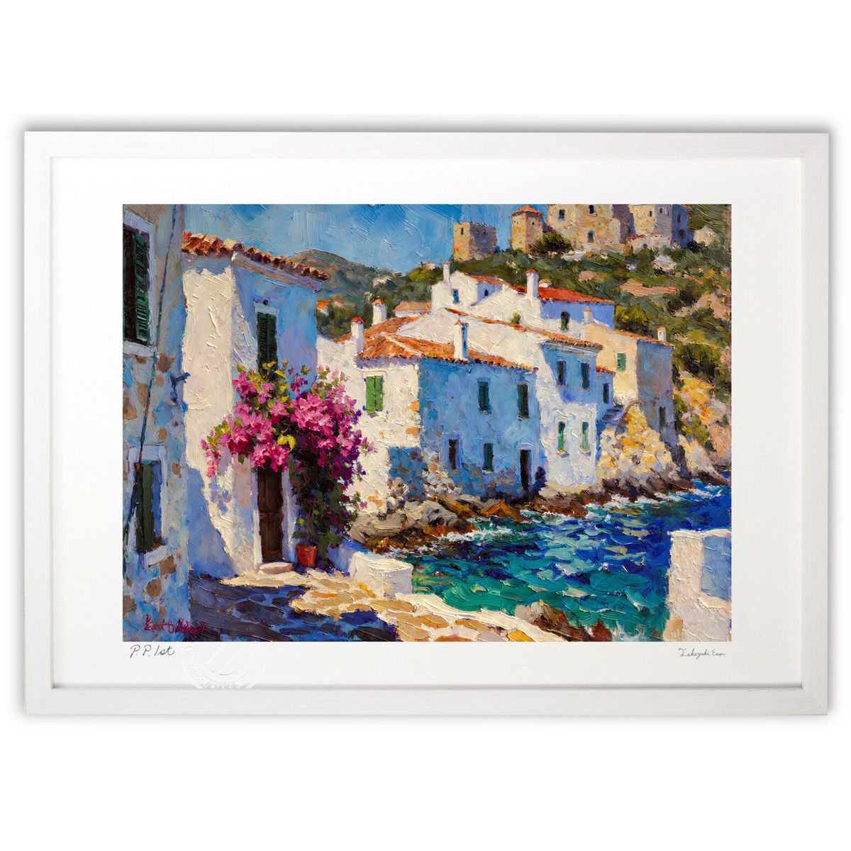 楽天市場】絵画 油絵 額入り絵画 油彩 手描き 地中海1 F4サイズ 新屋敷