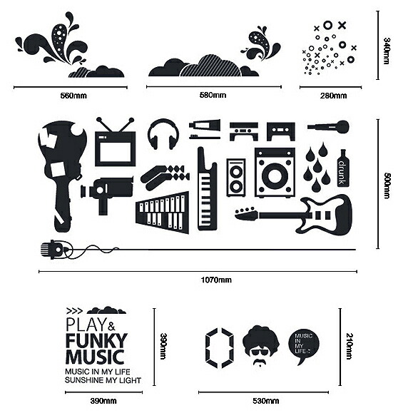ウォールステッカー Music Artist Black/インテリア 壁掛け 額入り 額装込 風景画 油絵 ポスター アート アートパネル リビング 玄関 プレゼント モダン アートフレーム おしゃれ 飾る 4Lサイズ