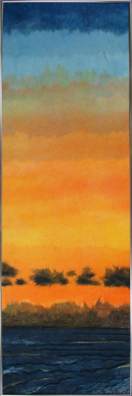 和紙アートフレーム 落日/インテリア 額入り 額装込 風景画 油絵 ポスター アート アートパネル リビング 玄関 プレゼント モダン アートフレーム 飾る 3Lサイズ おしゃれ 壁掛け 絵|絵画・壁飾り 風景専門店あゆわら