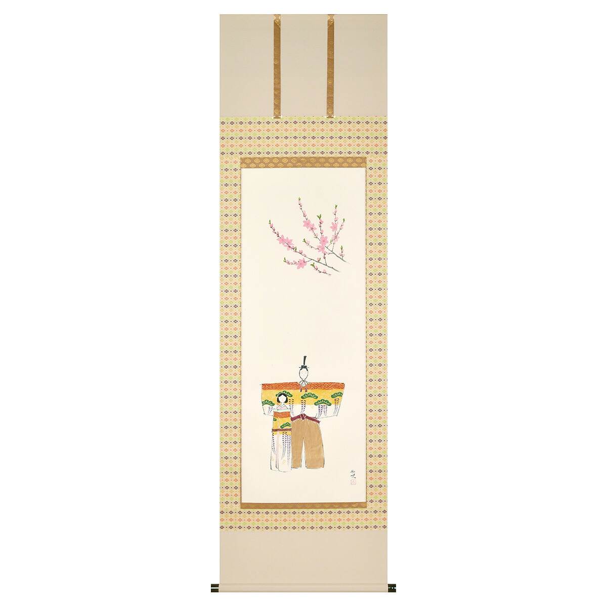 手描き 掛け軸 「立雛」西村欣魚 尺五立 幅54.5&times;丈190cm 桐箱収納 モダン 手描き 掛け軸 床の間 和室 おしゃれ 壁掛け 絵｜絵画・壁飾り　風景専門店あゆわら
