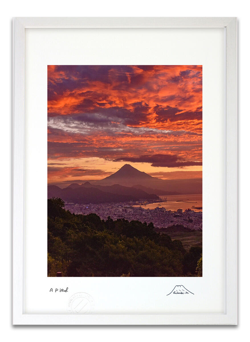 版画 絵画 工場夜景 インテリア 額入り 富士山 額装込 風景画 油絵