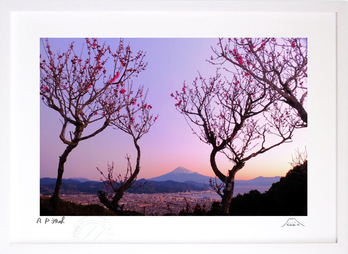 最大100%ポイントバック！限定抽選 版画 絵画 日本平の春1 インテリア 額入り 富士山 額装込 風景画 油絵 ポスター アート アートパネル リビング 玄関 プレゼント モダン アートフレーム 飾る おしゃれ 壁掛け 絵