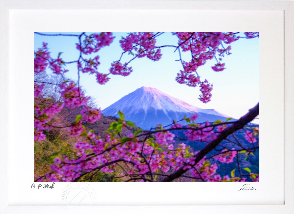 最大100%ポイントバック！限定抽選 版画 絵画 梅の額縁 インテリア 額入り 富士山 額装込 風景画 油絵 ポスター アート アートパネル リビング 玄関 プレゼント モダン アートフレーム 飾る おしゃれ 壁掛け 絵