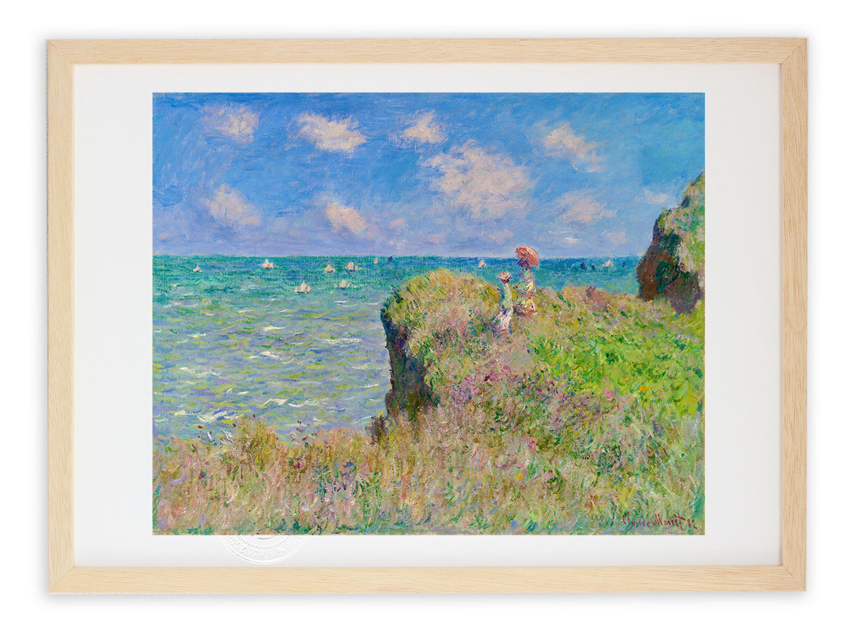 版画 絵画 名画 プールヴィルの断崖の散歩(1882) クロード・モネ インテリア 壁掛け 額入り アート アートパネル モダン アートフレーム おしゃれ｜絵画・壁飾り　風景専門店あゆわら