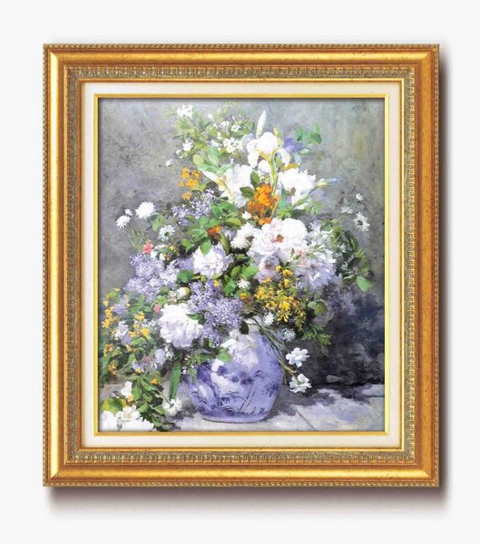 最大100%ポイントバック！限定抽選 絵画 ルノワール名画額F10号 「花瓶の花」/インテリア 額入り 額装込 風景画 油絵 ポスター アート アートパネル リビング 玄関 プレゼント モダン アートフレーム 飾る 3Lサイズ おしゃれ 壁掛け 絵