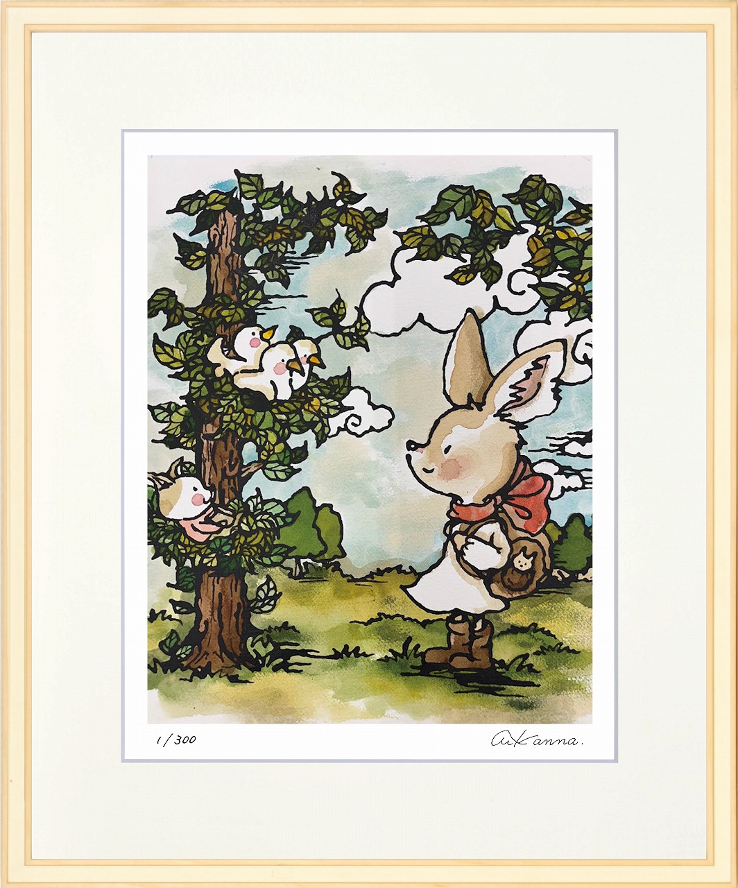 絵画 KANNA 旅の途中で インテリア 壁 に飾る絵 リビング 玄関 ギフト 子ども部屋 かわいい 元気になる絵 プレゼント アート フレーム付 壁飾り 額縁付き 御祝 贈り物 おしゃれ 壁掛け 絵 Lサイズ