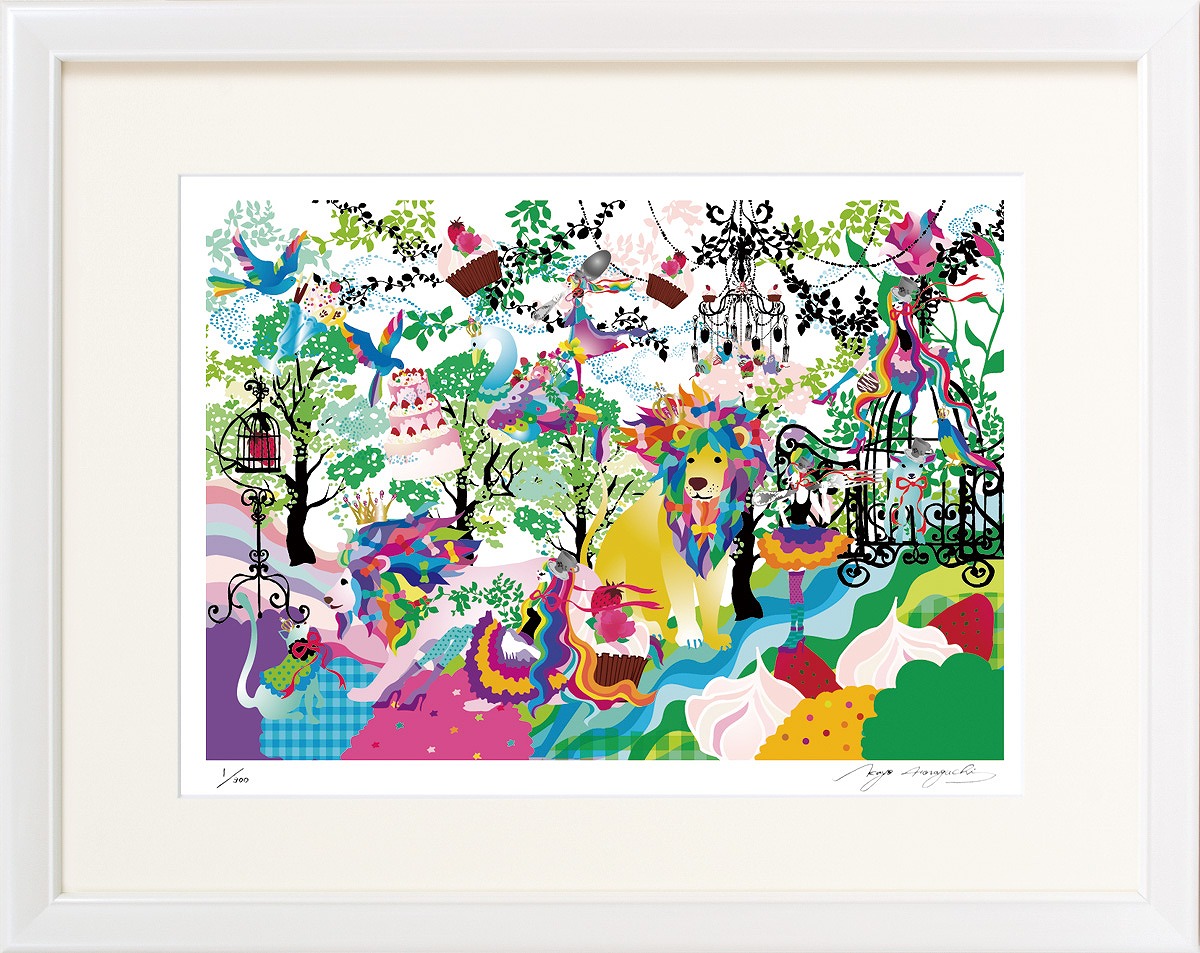 絵画 ﾎﾗｸﾞﾁ ｶﾖ 甘い世界への扉を開けば インテリア 壁 に飾る絵 リビング 玄関 ギフト 子ども部屋 かわいい 元気になる絵 プレゼント アート フレーム付 壁飾り 額縁付き 御祝 贈り物 おしゃれ 壁掛け 絵 LLサイズ
