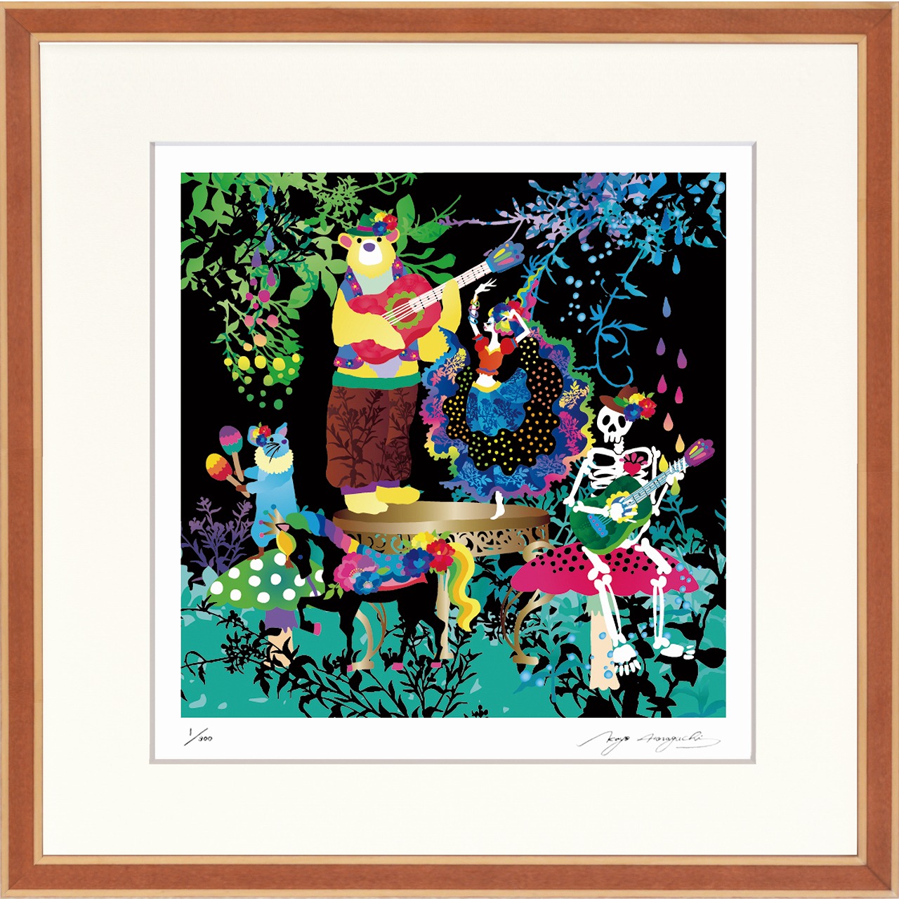 絵画 ﾎﾗｸﾞﾁ ｶﾖ 命にﾀﾞﾝｽ インテリア 壁 に飾る絵 リビング 玄関 ギフト 子ども部屋 かわいい 元気になる絵 プレゼント アート フレーム付 壁飾り 額縁付き 御祝 贈り物 おしゃれ 壁掛け 絵 Mサイズ