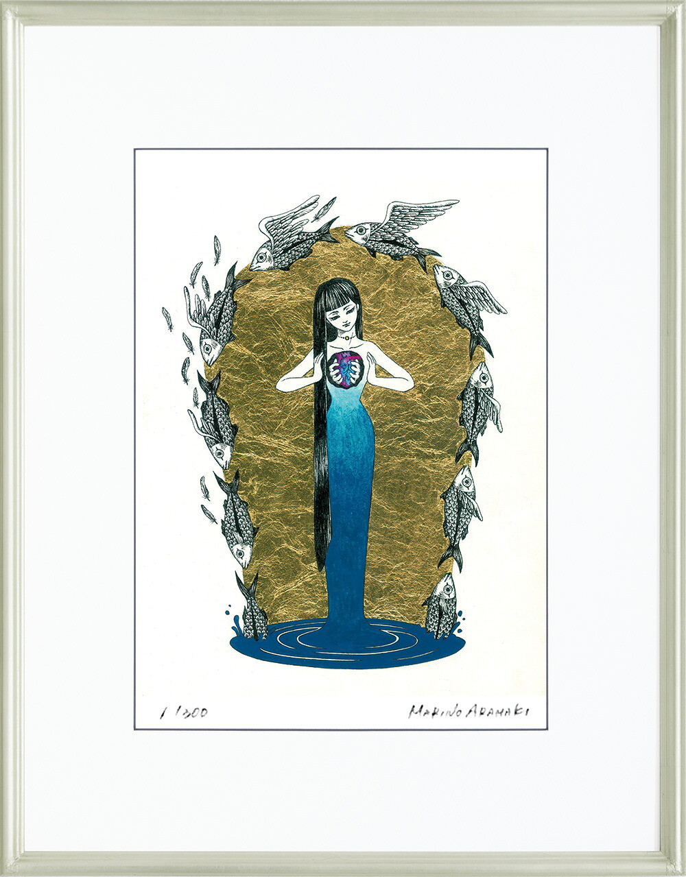 絵画 荒巻 まりの 波、立つ インテリア 壁 に飾る絵 リビング 玄関 ギフト 子ども部屋 プレゼント アート フレーム付 壁飾り 額縁付き 御祝 贈り物 おしゃれ 壁掛け Lサイズ - 商品メイン画像