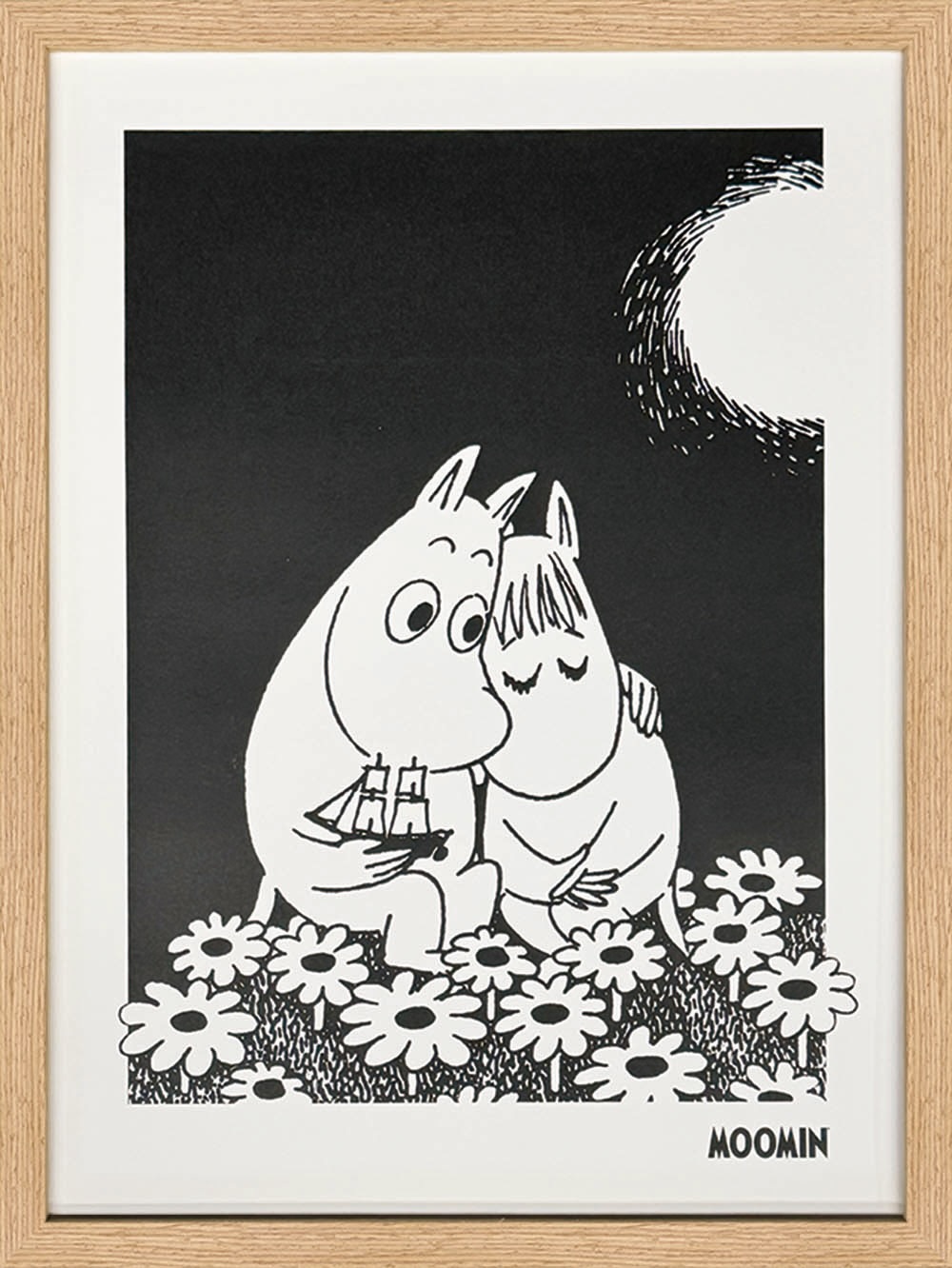 絵画 ムーミン 恋する二人 Sサイズ 北欧 アート 絵画 インテリア おしゃれ 壁掛け ギフト プレゼント モノクロ モダン｜絵画・壁飾り　風景専門店あゆわら