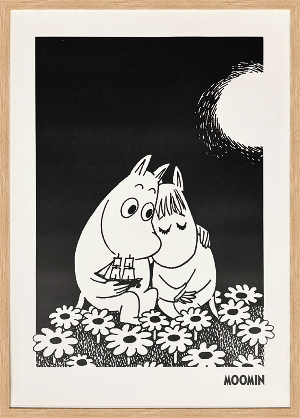 絵画 ムーミン 恋する二人 Lサイズ 北欧 アート 絵画 インテリア おしゃれ 壁掛け ギフト プレゼント モノクロ モダン|絵画・壁飾り 風景専門店あゆわら