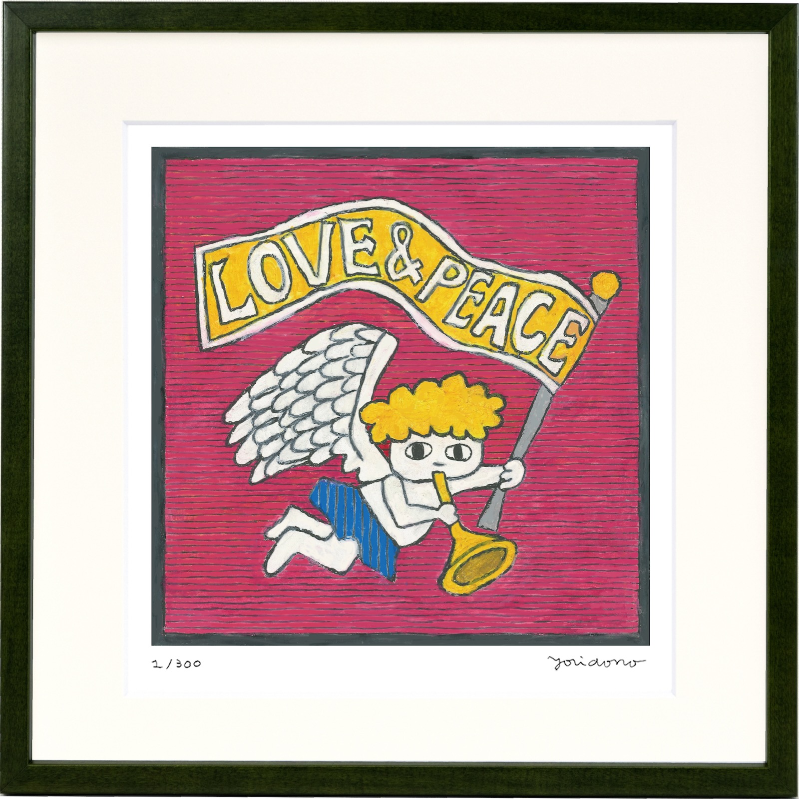 版画 絵画 yoridono LOVE&PEACE ラブ＆ピース yoridono ヨリドノ イラスト 猫 ネコ ねこ かわいい 街並み レトロ インテリア おしゃれ ギフト 大阪 からほり 額縁付き 額装 フレーム付き 壁飾り ウォールアート