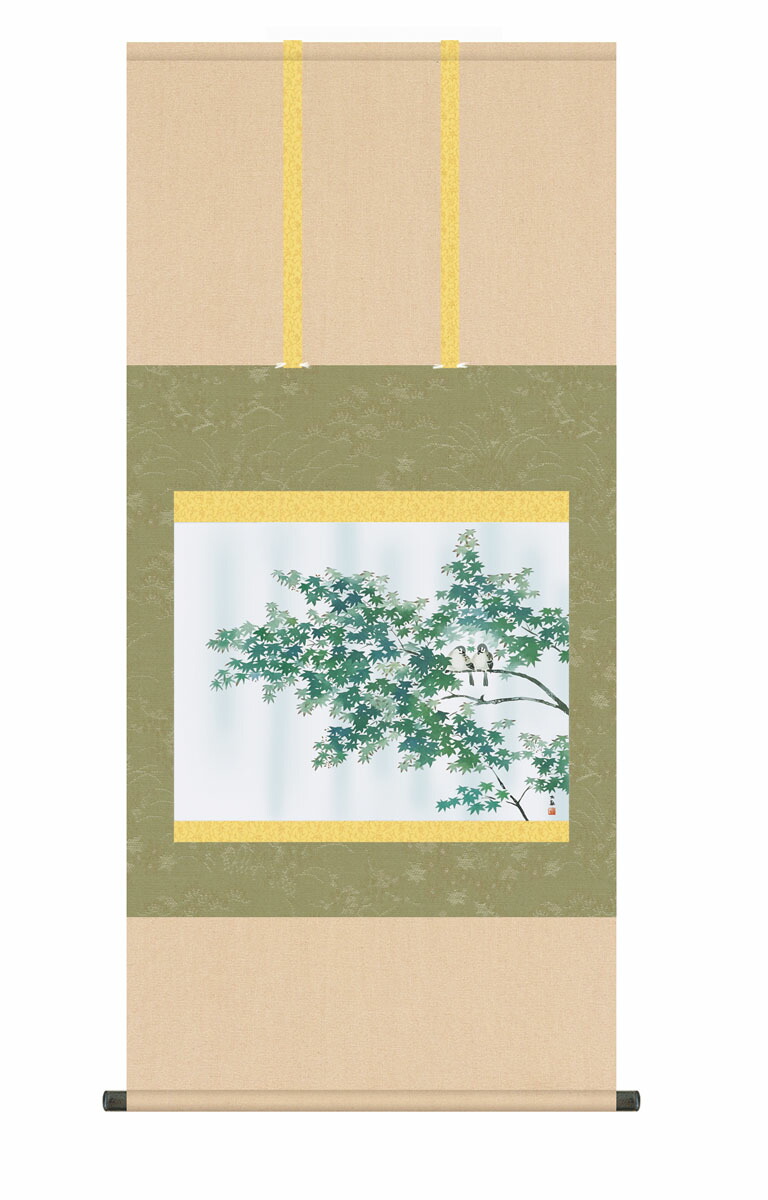美品 掛け軸 横山大観筆 緑雨図 花鳥 名画 sk-kz5g9-123.jpg
