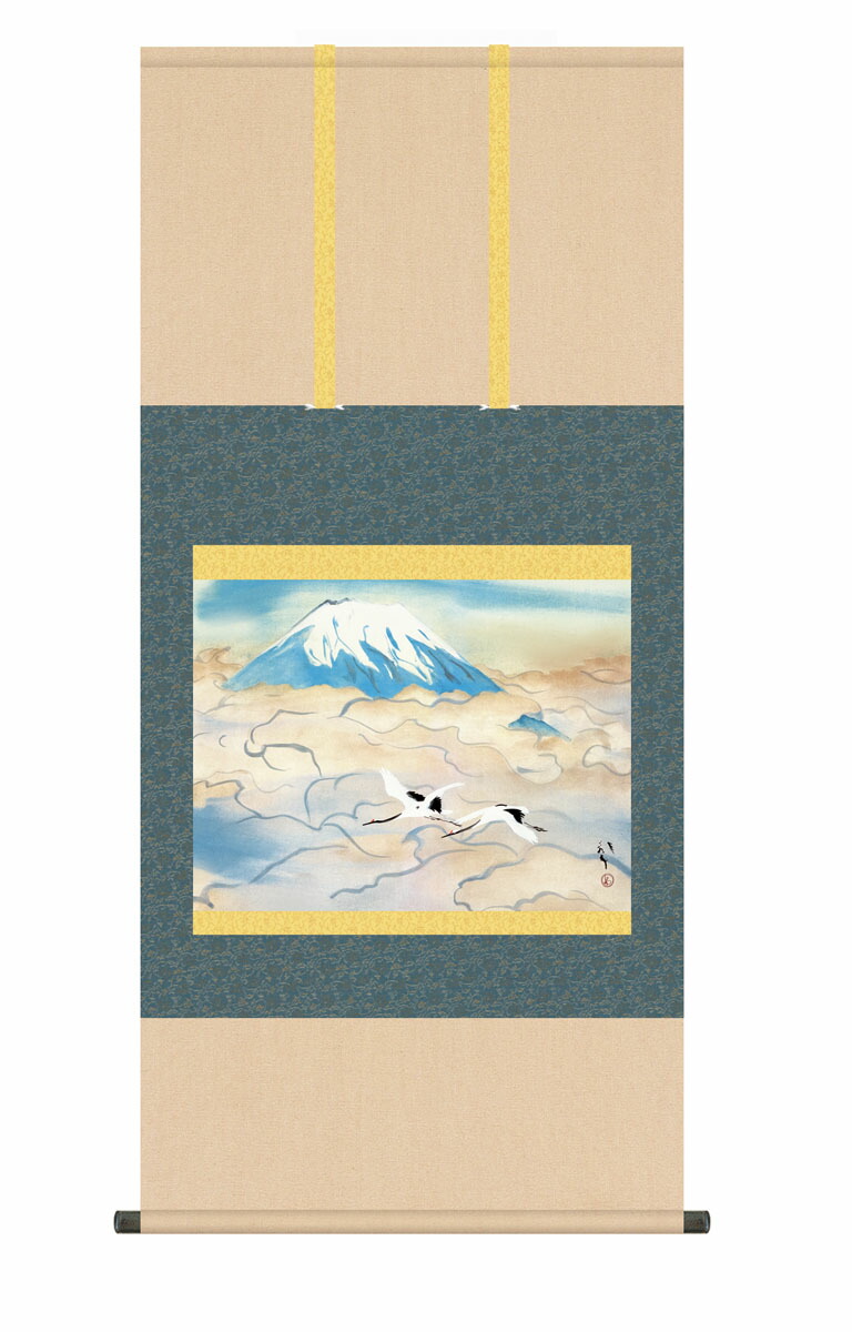 10年保証 掛け軸 名画複製画 舞鶴図 川端龍子 尺５ 桐箱付き床の間 和室 おしゃれ 壁掛け 絵