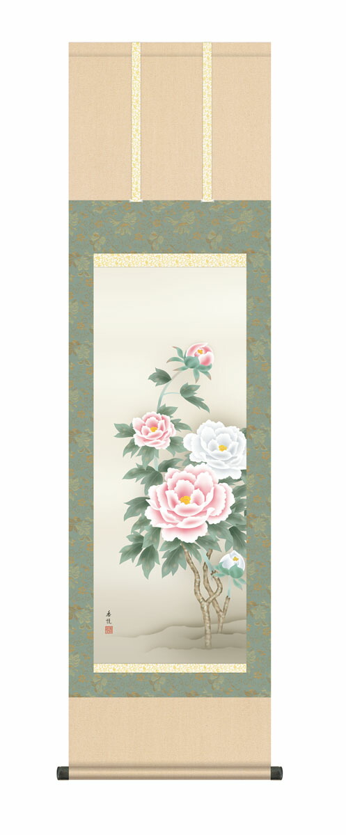 掛け軸　「椿小鳥」　設色花鳥画　書斎飾り 掛け軸 「椿小鳥」 設色花鳥画 書斎飾り