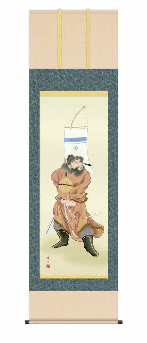 10年保証 掛け軸 節句画 行事飾り 端午の節句 鐘馗(きどう)長屋 修正 尺五 桐箱入り 洛彩緞子本表装(らくさいどんすほんびょうそう) 洛彩緞子(らくさいどんす)最高級筋廻仕様(すじまわししよう) モダン 掛軸 床の間 和室 おしゃれ 壁掛け 絵