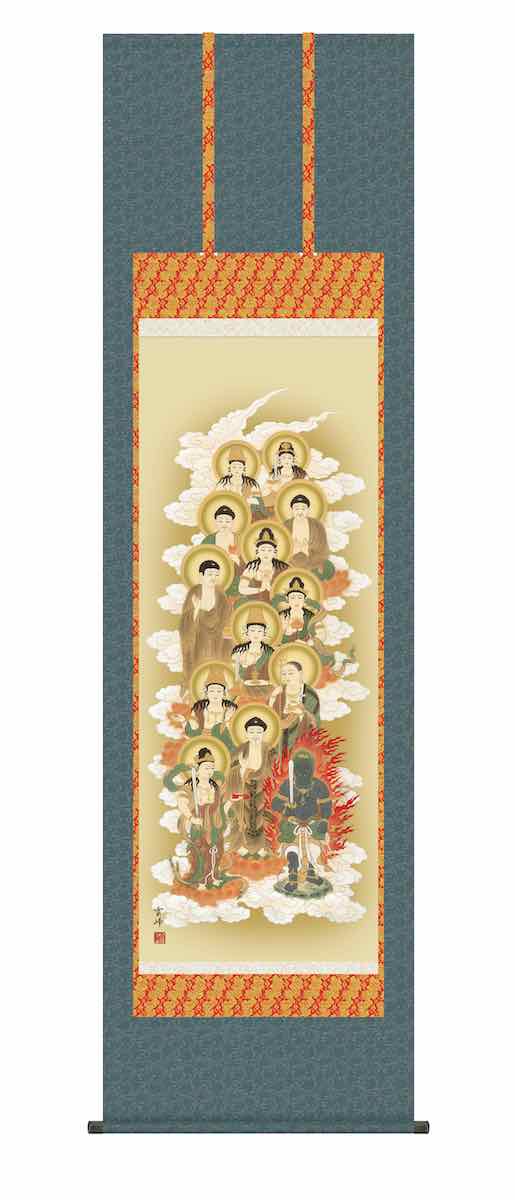 肉筆金粉　古仏画　絹本　仏画　掛け軸　仏壇　釈迦様　豪華仕上げ 掛軸 修坪『聖観音像図』仏画 絹本 肉筆 共箱付 掛け軸 a072813