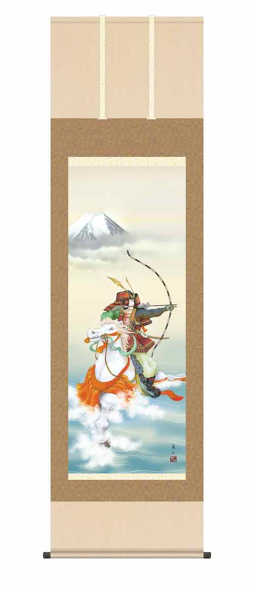 10年保証 掛け軸 節句画 行事飾り 端午の節句 武者 波上武者(はじょうむしゃ)榎本 東山 尺五 桐箱入り 洛彩緞子本表装(らくさいどんすほんびょうそう) モダン 掛軸 床の間 和室 おしゃれ 壁掛け 絵｜絵画・壁飾り　風景専門店あゆわら