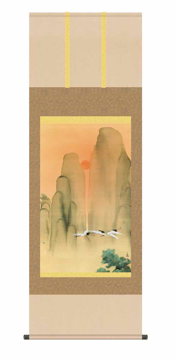 10年保証 掛け軸 名画複製画 蓬莱図(ほうらいず)速水 御舟(ぎょしゅう) 尺五 桐箱入り 洛彩緞子本表装(らくさいどんすほんびょうそう) モダン 掛軸 床の間 和室 おしゃれ 壁掛け 絵｜絵画・壁飾り　風景専門店あゆわら