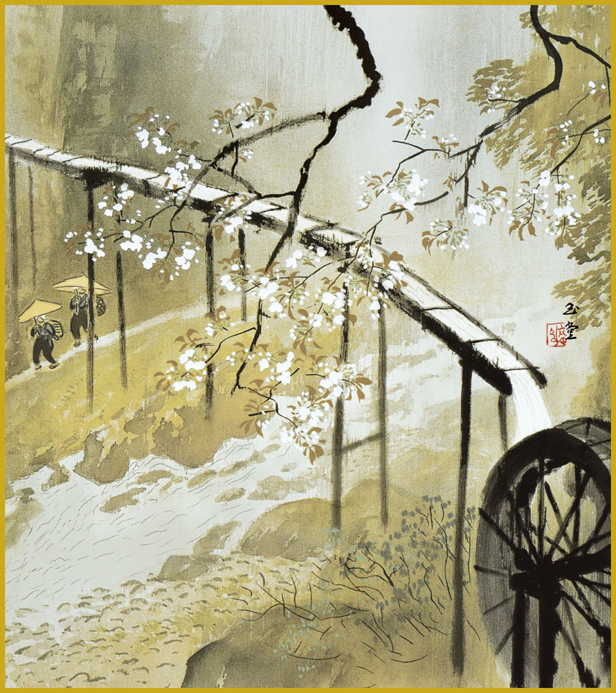 楽天市場】色紙 色紙掛けなし 色紙絵 和風 桜に小禽図 酒井抱一 モダン