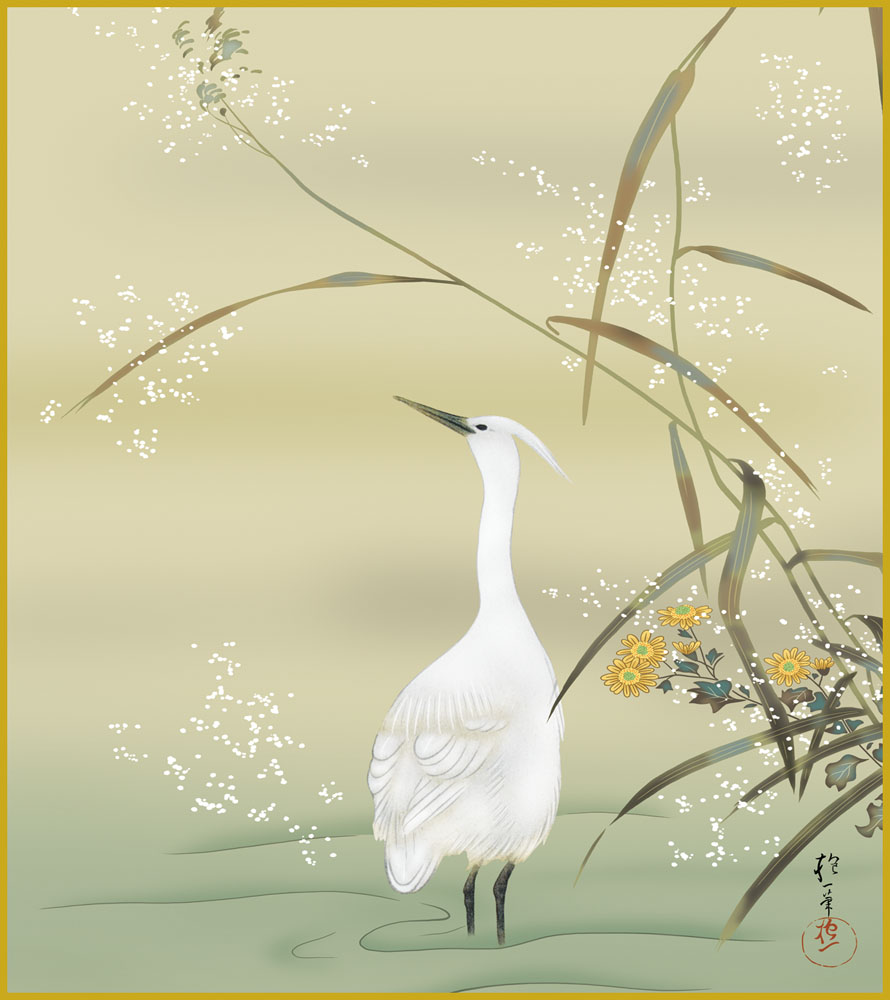 楽天市場】色紙 色紙掛けなし 色紙絵 和風 桜に小禽図 酒井抱一