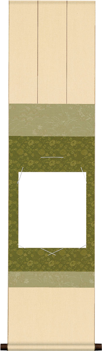 【フォロー割・新品】 色紙用掛軸　洛趣緞子　三段表装　茶道具　色紙掛け フォロー割・新品】 色紙用掛軸 洛趣緞子 三段表装 茶道具 色紙